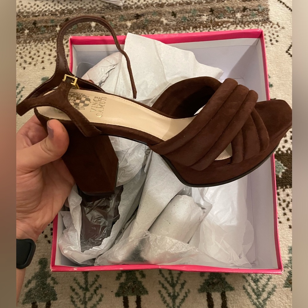 Vince Camuto Chocolate Brown Strappy Heels